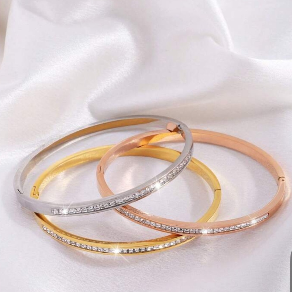 Gold & Rhinestone Bangle - Picture 5 of 5